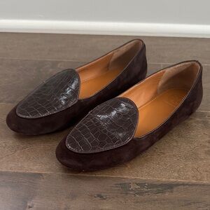Tory Burch Benton Apron Toe Croc-Embossed Loafers